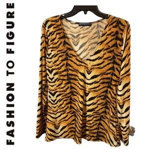 NWOT Fashion to Figure Animal Print Long Sleeve Top. F2F size 0 = XL